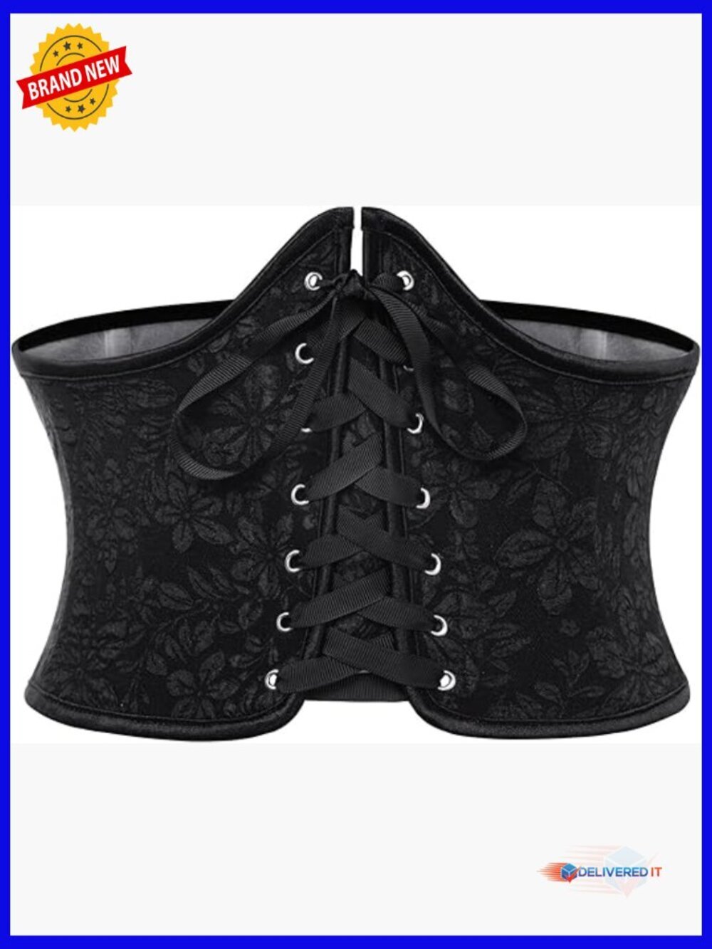 Lace Up Corset Belt Renaissance Floral Wide Waist with Zip Back